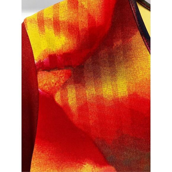 Clara Sun Woo Bright Watercolor Hi-Lo Tunic Top Blouse sz L EUC - Picture 3 of 7